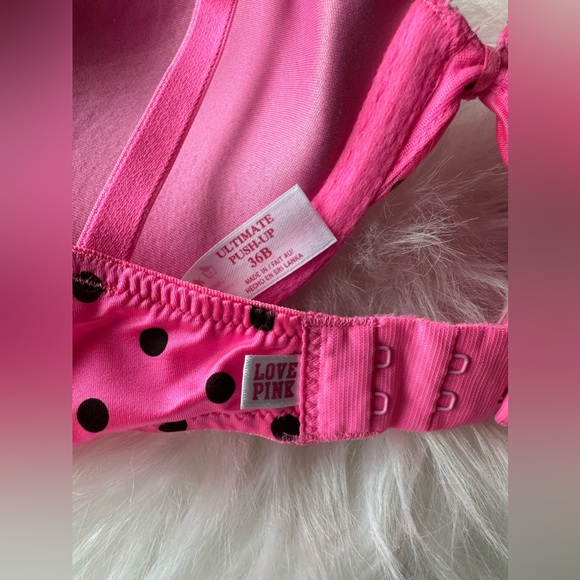 PINK Victoria’s Secret Ultimate Push-Up Pink Polkadot Bra 36B - Picture 2 of 4